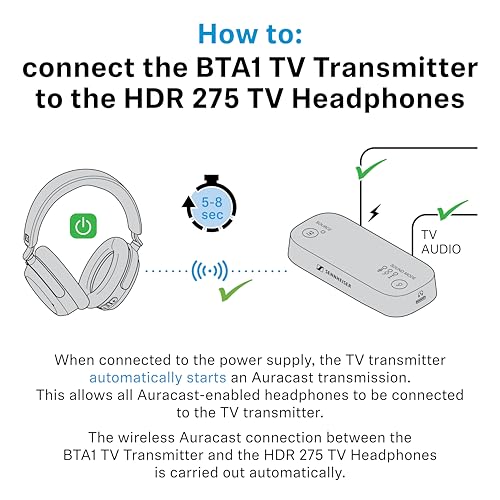 Sennheiser BTA1 TV Transmitter for Bluetooth Auracast Wireless Headphone - style: Transmitter Only