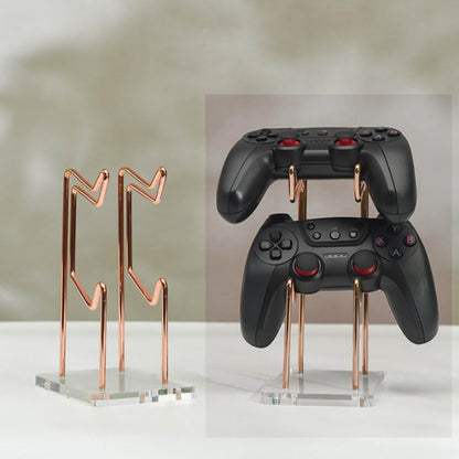 ARFUKA 2-Tier Universal Game Controller Headset Holder Stand, Dual Controller Holder, Gaming Accessories for Desktop Gamer Rose Gold