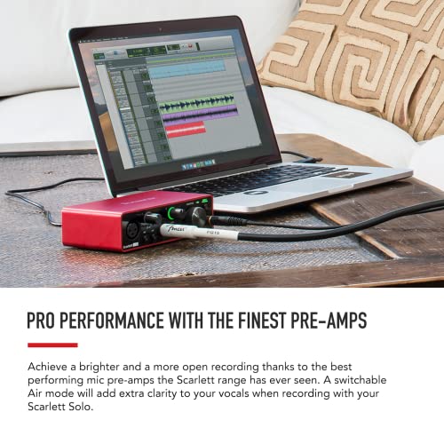 Audio-Technica BPHS1 Broadcast Stereo Headset with Dynamic Cardioid Boom Mic & Focusrite Scarlett Solo (3rd Gen) USB Audio Interface with Pro Tools | First