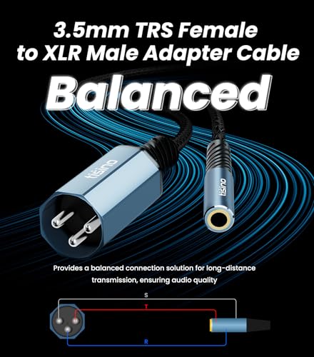 Tisino Male XLR to Aux 3.5mmTRS Stereo Audio Adapter Cable, Balanced, 3.3FT | 3.5mm to XLR Male Balanced XLR Adapter Cable for Microphone, Live Streaming Equipment and Audio Interfaces - size: 1 m/3.3 FT, style: 35TRS F to XLR M