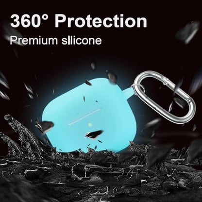 for Airpods 4th Case Cover, Come with Cleaner Kit,Soft Skin Silicone Case Cover with Keychain, Front LED Visibl, Full Protective Case，Compatible with AirPods 4th(Nightglow Blue) - color: B6-Luminous Blue