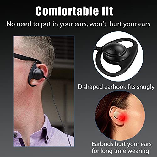 Retevis Walkie Talkie Earpiece with Mic, for RT22/RT68/RT21/H777/RT27 - style: D-Type with Coil Tube