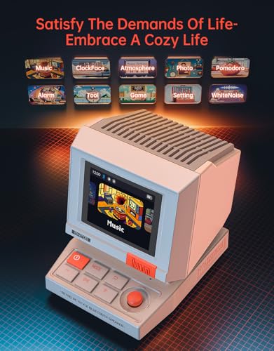 Divoom MiniToo Retro PC-Style Computer Speaker, Pixel Screen with DIY Faces | Bluetooth & USB Audio, Alarm/White Noise Clock, Desk Setup Gifts for Gaming