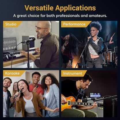 TONOR Professional Vocal Microphone for Singing, Dynamic Wired Karaoke Mic | Handheld Cardioid Microfono with 450 cm/157inch XLR to 1/4" Cable, for Speakers, Studio Mixer, Amp, for Speech, Party, D5