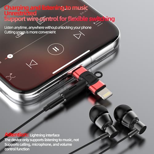 Aux to USB C Lightning for iPhone 17 16 15 14 13 Pro Max (2in1) 3.5mm Headphone Jack Adapter Audio Cable Dongle Female Male Port Car Microphone Splitter Plug Compatible with Samsung for Ipad