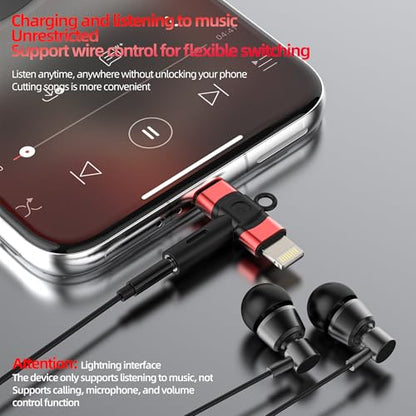 Aux to USB C Lightning for iPhone 17 16 15 14 13 Pro Max (2in1) 3.5mm Headphone Jack Adapter Audio Cable Dongle Female Male Port Car Microphone Splitter Plug Compatible with Samsung for Ipad