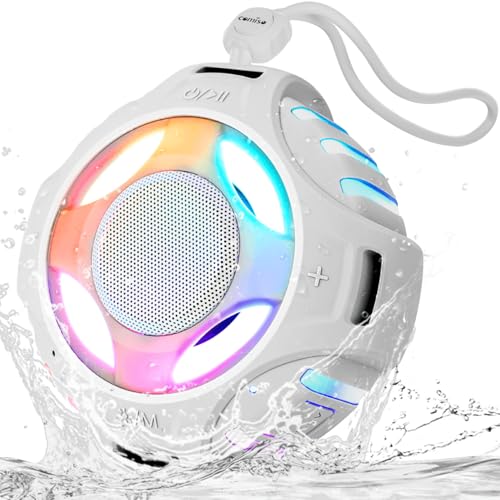 comiso Shower Bluetooth Speaker, IPX7 Waterproof Speaker with LED Light | Portable Speaker with Punchy Bass and Loud HD Sound, Floating, Lanyard, 2000mAh for Travel, Beach, Kayak, Gift for Men, Women - color: Space Gray
