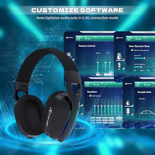 ATTACK SHARK L90 Over-Ear Wireless Gaming Headphone with Mic - Black | 2.4GHz/Bluetooth/Wired, 40mm Driver, 7.1 Surround Sound, Foldable, Ultra-Light, RGB, Customizable, Ergonomic, for PS4/PS5/PC - color: BLACK