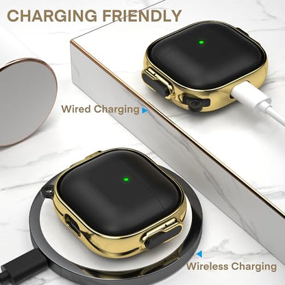 for AirPods 5/4 Case (2026/2024) with Double Safety Lock, Black Gold - color: Black + Gold, size: AirPods 5/4 Case (2026/2024)