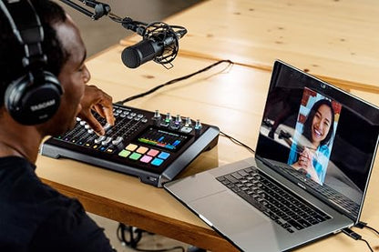 TASCAM Mixcast 4 Podcast Streaming Mixer, Recorder, and USB Audio Interface — Four XLR/TRS Mic Inputs, Touch Screen and Editing Software Included | Recorder, USB Audio Interface - Four XLR/TRS Mic Inputs, Touch Screen and Editing Software Included - style