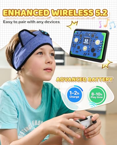 KIDSBAND Kids Headphones, Bluetooth Headphones for Kids with Adjustable Headband, 3.5 MM Jack for School, Foldable On-Ear Headset for Girls Boys Children, Kindle Tablet Cellphones Airplane Travel - color: DarkBlue