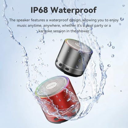Mini Bluetooth Speaker, 2026 Ultra-Light Mini Bluetooth Speaker, IP7 Waterproof Brief Design, Small Shower Travel Speaker for Outdoor, 8H Playtime, Perfect for Backpacking, Bike, Beach & Gift Gray