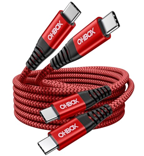 USB C to USB C 케이블 60W [2팩 3FT] 차량용 USB 타입 C 고속 충전 케이블 | 내구성이 뛰어난 브레이드 아이폰 USB-C 케이블 USBC - USBC 코드 아이폰 17/16/15/프로 맥스/플러스, 삼성 갤럭시 S23 및 기타용 - 레드 - color: 레드, size: 3피트, style: USB C - USB C