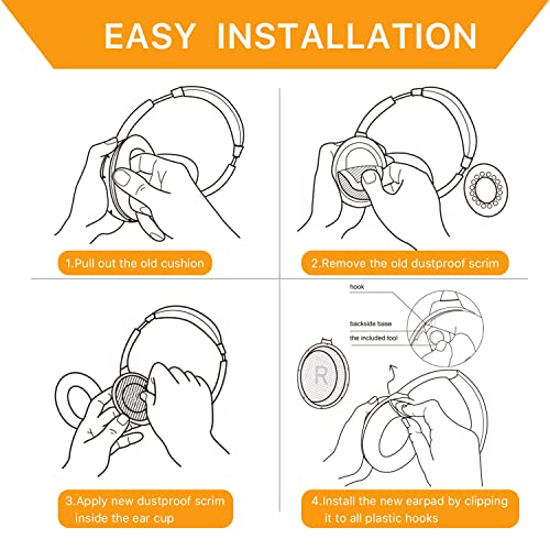 Replacement Ear Pads for Bose QC35 and QC35 II | EarPads Cushions with Noise Isolation Memory Foam, Softer Protein Leather, Added Thickness - color: Black-C-1