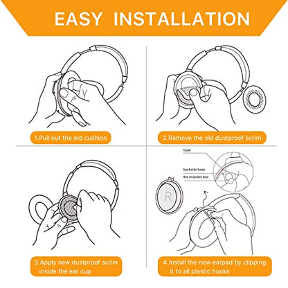 Replacement Ear Pads for Bose QC35 and QC35 II | EarPads Cushions with Noise Isolation Memory Foam, Softer Protein Leather, Added Thickness - color: Black-C-1