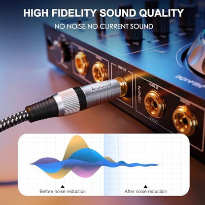 XLR Male to 1/4 Inch TRS Cables 6 FT/2Pack, Nylong Braided XLR 3 Pin Male to Quarter inch 6.35mm TRS Balanced Interconnect Wire Mic Cord (Pure Copper Conductors) - size: 6FT