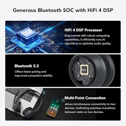 NUROUM HP31D Wireless Headset with Noise Cancelling Mic and Dongle | Charging Stand, Multi-Point, All-Day Comfort, Long Battery Life, One Button Mute, Versatile Connectivity