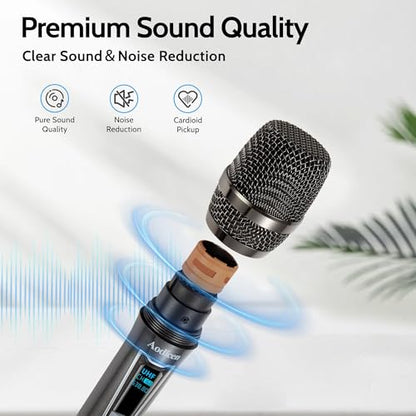 Wireless Karaoke Microphone, No Delay Handheld Microphone System with Rechargeable Receiver, Suitable for Singing, Teaching, Church, Weddings, and DJ Events (Black, 2 Microphone) - size: 2 Microphone