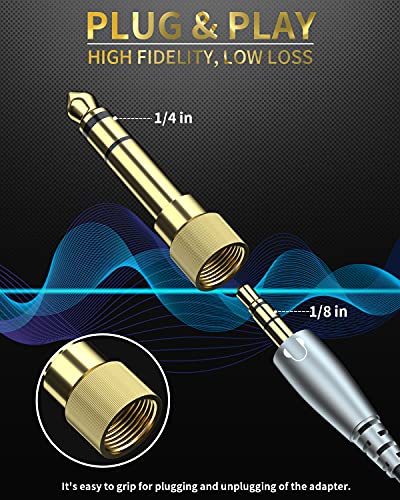 bestune 6.35mm (1/4 Inch) Male to 3.5mm (1/8 Inch) Female Audio Adapter Gold Plated Stereo Phone Screw-On Adapter for Guitar Headphones Amp, 4Pcs - size: 4 PACK-Upgrade