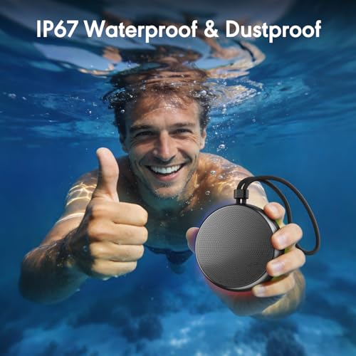 Shower Speaker Bluetooth Waterproof, IP67 Waterproof Portable Wireless Speaker with Metal Body, Bluetooth 5.4, Rich Bass, RGB Lights, Support TF Card/AUX for Bathroom, Travel, Outdoor Gift