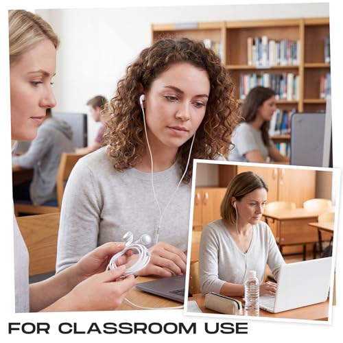 Kanayu 50 Pack Earbuds Bulk Classroom Headphones Wired Earphones, White - color: White