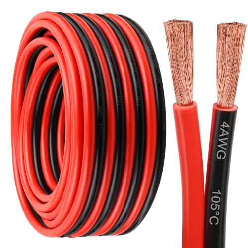 4 Gauge Wire - 30FT 4AWG 2 Conductors Copper Wire Battery Cable Oxygen Free Copper Wire for Solar Panel, Automotive, Trailer, RV and Speaker (4 Gauge 30feet) - size: 30 FT, style: 4 AWG