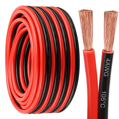 4 Gauge Wire - 30FT 4AWG 2 Conductors Copper Wire Battery Cable Oxygen Free Copper Wire for Solar Panel, Automotive, Trailer, RV and Speaker (4 Gauge 30feet) - size: 30 FT, style: 4 AWG