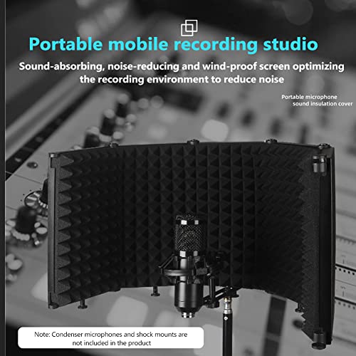 BUZHI Foldable Adjustable Sound Absorbing Vocal Recording Panel Portable Acoustic Isolation Microphone Shield Sound-Proof Plate,Adjustable Sound-Proof Plate