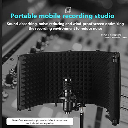 Foldable Adjustable Sound Absorbing Vocal Recording Panel Portable Acoustic Isolation Microphone Shield Sound-Proof Plate