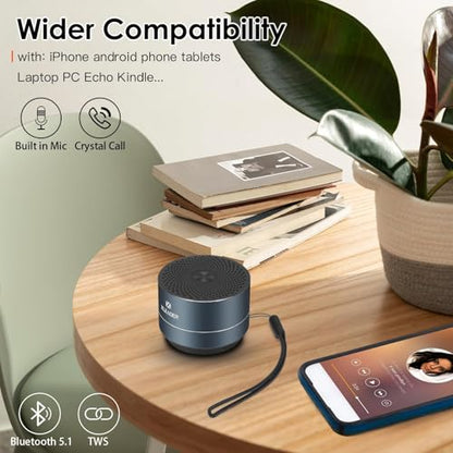 XLEADER Small Bluetooth Speaker, IPX6 Waterproof Shower Speaker - color: Black Blue
