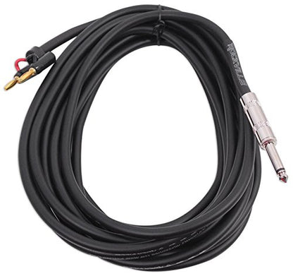 Rockville RCXBN20 20ft 1/4" TS to Banana Speaker Cable, 16 Gauge, 100% Copper, Durable, Clear Audio, Flexible, for Home and Pro Use | 100% Oxygen Free Copper, PVC Jacket, Low Resistance, ROHS Compliant, Fits Amplifiers and PA Speakers