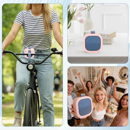 1 Pack Silicone Case for Bose SoundLink Micro 2nd Gen Speaker, Shockproof Protective Skin Cover Sleeve Soft Silicone Cover (Case Only) (Pink) - color: Pink