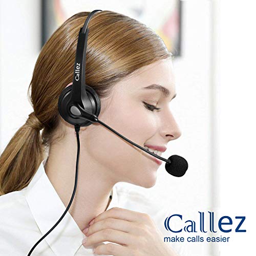 Callez USB Headset with Microphone Noise Cancelling & Audio Controls for PC | Stereo Computer Headphones for Laptop Business Skype Zoom UC Lync Softphone Call Center Office, Clearer Voice, Ultra Comfort