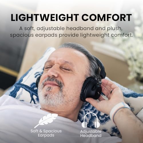 Avantree HT41899 Plus 2 - Dual Bluetooth Wireless TV Headphones for Seniors | Easy Charging Docks & Transmitter, Clear Voice, Independent Volume, aptX Adaptive, Low Latency, Optical & AUX TV Compatible