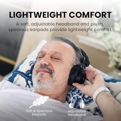 Avantree HT41899 Plus 2 - Dual Bluetooth Wireless TV Headphones for Seniors | Easy Charging Docks & Transmitter, Clear Voice, Independent Volume, aptX Adaptive, Low Latency, Optical & AUX TV Compatible