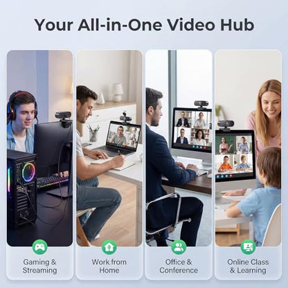 2K Webcam for PC Laptop,PDAF Auto Focus,Dual Noise-Canceling Mics | 1080P@60FPS Streaming Camera with 1/2.8''CMOS Sensor,Privacy Cover,Plug & Play for Gaming/Zoom/Skype/Teams/Live Streaming - size: 2k