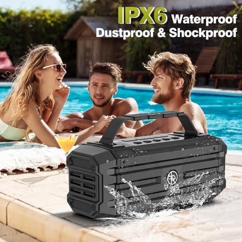 TOMPROAD Bluetooth Speaker 120W Peak 80W Portable Wireless Hi-Fi Loud Outdoor IPX6 Waterproof Big Party Speakers with Deep Bass, TWS Pairing, DSP Sound Boombox for Home Camping Beach - color: Black