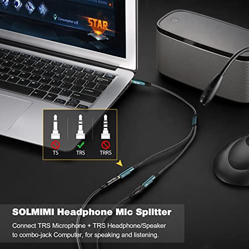 Headset Adapter, 3.5mm Headphone Mic Splitter CTIA TRRS Male to Dual TRS Female Y Audio Microphone Splitter Cable for Gaming Headset to PC, Laptop, Smartphone, PS4, Xbox, Computer - 1 Feet - style: 2-in-1