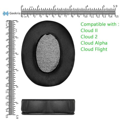 Geekria Sport Extra Thick Cooling Gel Replacement Ear Pads for HyperX Cloud III, Cloud II, Cloud Alpha, Cloud Flight, Cloud Stinger Gaming Headsets, Ear Cushion Repair Parts (Black)