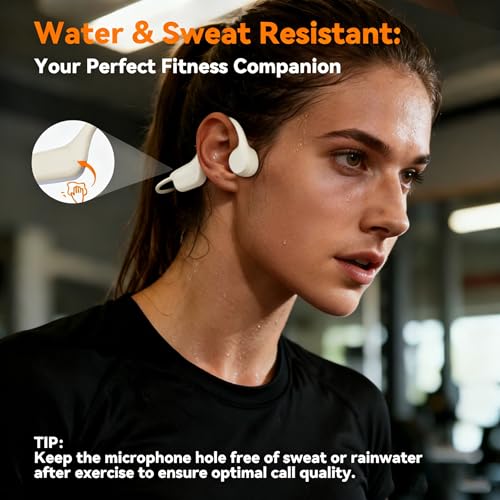 2026 Upgrade Bone Conduction Headphones-SwimBeats, IP68 Waterproof Swimming Headphones| 32GB Storage| BT 6.0| 28g Lightweight| 8H Battery, Open-Ear Headphones for Swimming, Running, Cycling(Beige) - color: Beige