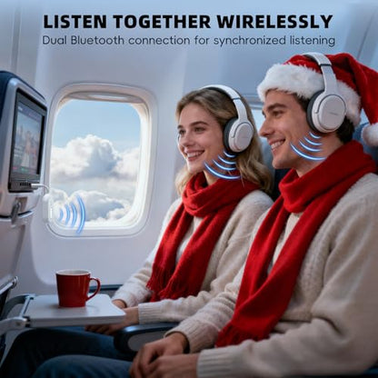 Bluetooth 5.3 Wireless Audio Transmitter & Receiver, 3.5mm AUX Adapter, Supports 2 AirPods or Headphones, 25+ Hr Battery Life, Airplane Bluetooth Adapter for Travel, Flight, TV, Car & Gym