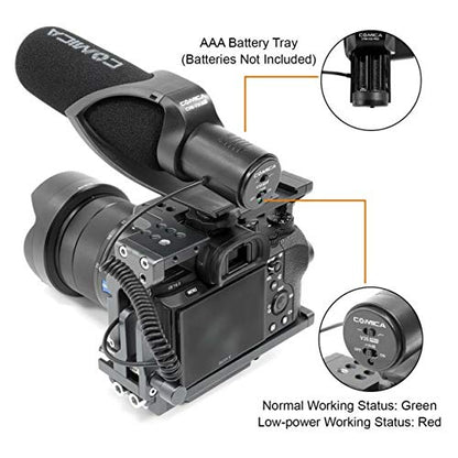 comica CVM-V30-PRO-B Supercardioid Directional Shotgun Microphone with 3.5mm Jack, Black