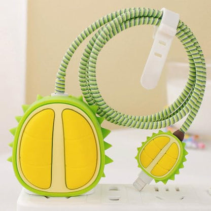 ZOSTLAND 5 in 1 DIY 18W 20W Heart Shape Protector Data Cable USB Charger Line Earphone Wire Saver Organizer Compatible with iPhone 11 12 13 14 15 Pro Max - color: Durian