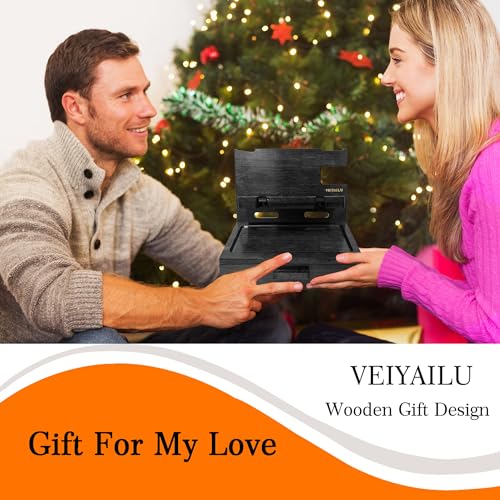 VEIYAILU Gifts for Him Husband Boyfriend Son Men Nightstand Organizer Wood Phone Docking Station Birthday Gifts (Black) - color: Black