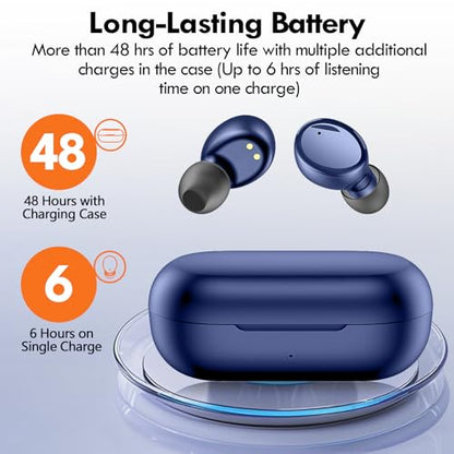 Lanteso True Wireless Earbuds Bluetooth 5.4, in Ear Headphones | 48H Playtime,Light Weight, Built in Mic, Premium Sound with Deep Bass, Clear Calls for Sports Workout Blue - color: Blue