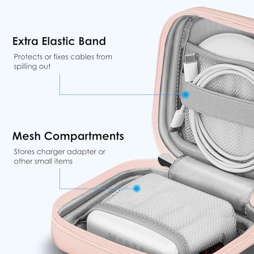 FINPAC Charger Case for MacBook, Small Electronic Organizer Pouch Bag - color: Pink