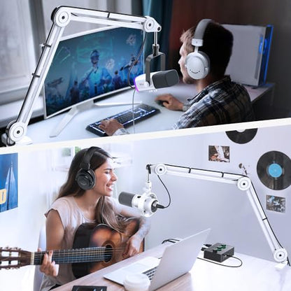 FIFINE Microphone Boom Arm Kit, Metal Heavy Duty Mic Stand with 3/8" to 5/8" Threads Screw & 10ft Balanced XLR Cable for Podcasting Recording, Streaming & Recording-BM63W+L9W