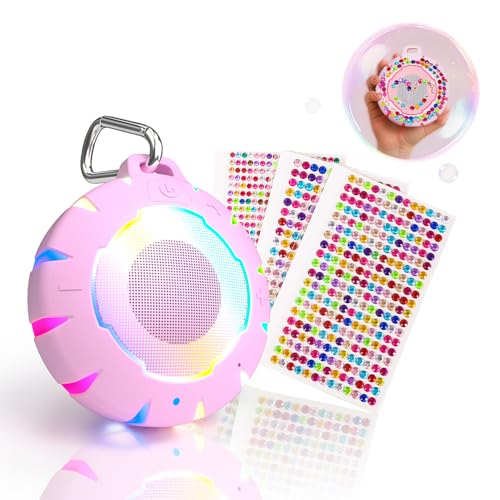 HEYSONG Bluetooth Shower Speaker + DIY Diamond Stickers – Great Gift for Girls - color: DIY Sticks+Pink Speaker
