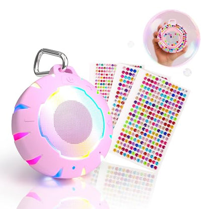 HEYSONG Bluetooth Shower Speaker + DIY Diamond Stickers – Great Gift for Girls - color: DIY Sticks+Pink Speaker