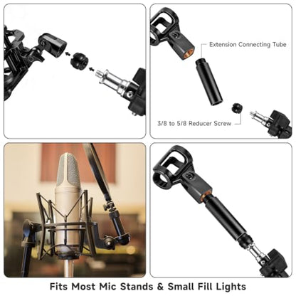 13 Pack Microphone Stand Adapter Screws with Extension Tube | 3/8 to 5/8 and 1/4 Screw Thread Adapter Mic Thread Adapter Set for Mic Boom Arm, Microphone Camera Tripod, Projector Stand